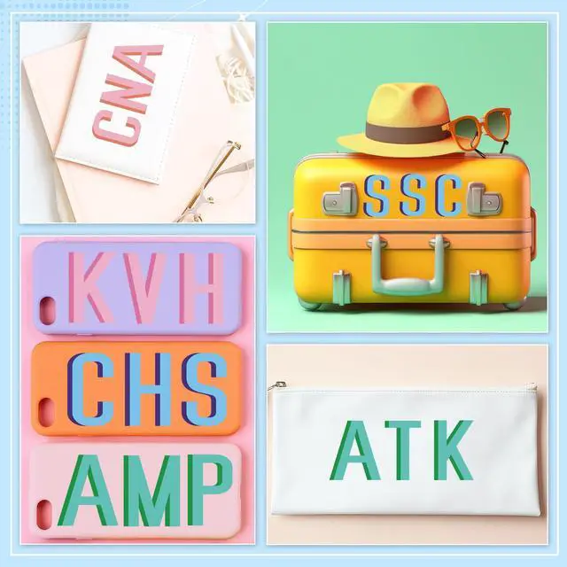 Alt view image 5 of 6 - 8 Sheet Personalized UV DFT Vinyl Letter Stickers Waterproof Shadow Monogram Decal Luggage Sticker for Bag, Cup, Tumbler, Laptop, Luggage DIY Crafts Cars Decor(Pastel Mix)