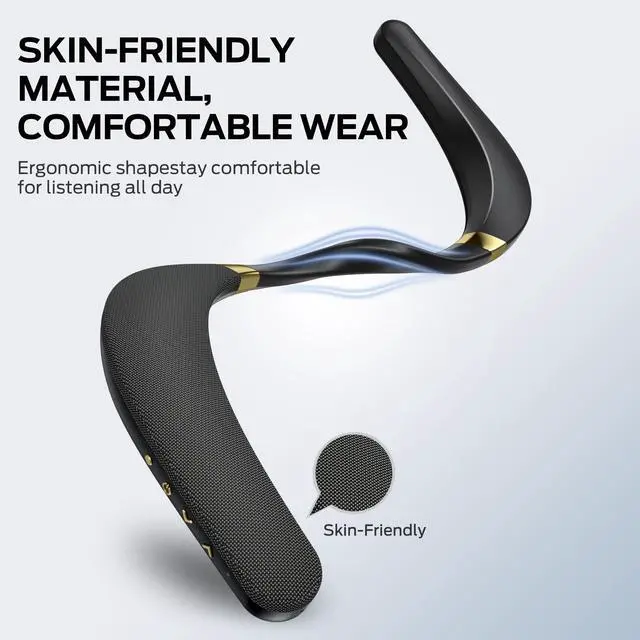 Alt view image 4 of 7 - Boomerang Neckband Bluetooth Speaker, Neck Wireless Wearable Speaker with 12H Playtime, True 3D Stereo Sound, Portable Soundwear, IPX7 Waterproof, for Home Sport Outdoor