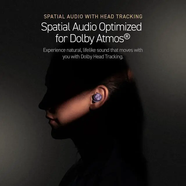 Alt view image 4 of 7 - Reference Class HiFi Wireless Earbuds,Dolby Atmos with Head Tracking,Adaptive Noise Cancelling,3 Device Multipoint, 10-hr Battery,Wireless Charging Improved Fit -EAH-AZ100-V (Moonlight Lilac)