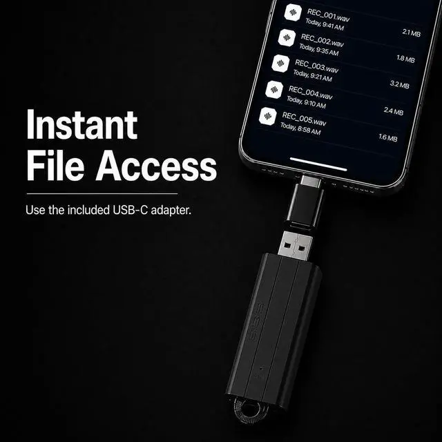 Alt view image 2 of 7 - USB Voice Recorder 24 Hours Continuous Recording, 288 Hours Storage Capacity, Easy File Access, Compact for Meetings and Lectures