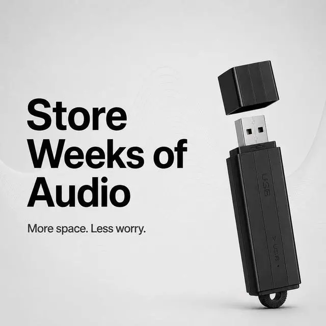 Alt view image 6 of 7 - USB Voice Recorder 24 Hours Continuous Recording, 288 Hours Storage Capacity, Easy File Access, Compact for Meetings and Lectures