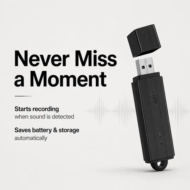 Alt view image 7 of 7 - USB Voice Recorder 24 Hours Continuous Recording, 288 Hours Storage Capacity, Easy File Access, Compact for Meetings and Lectures