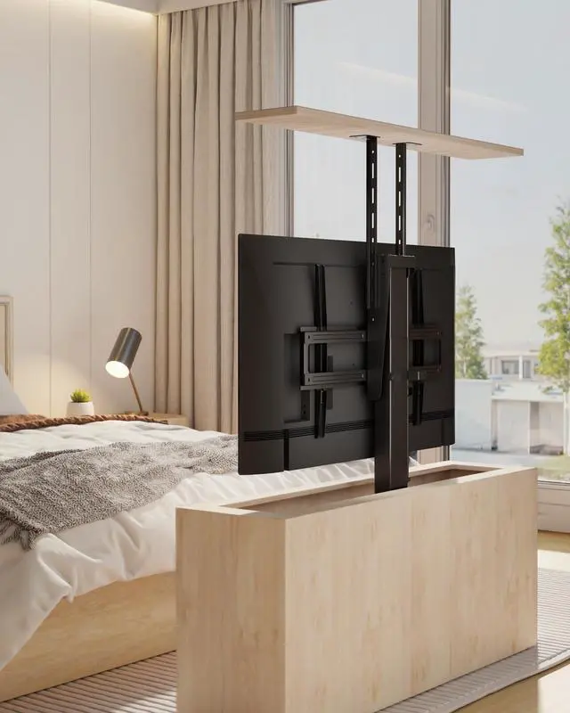 Alt view image 7 of 7 - Motorized TV Lift for 37-65 inch TVs | Ceiling&Vertical TV Lift Mechanism,RF Remote&Smart Phone&Voice Control via WiFi,Load Capacity of 132LBS,Max VESA 600*400