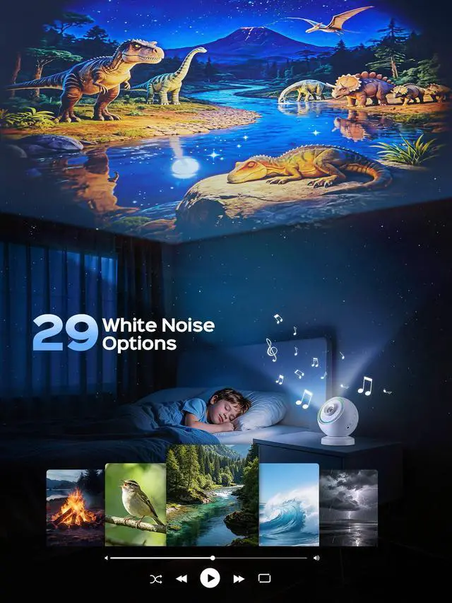 Alt view image 3 of 7 - Galaxy Projector for Bedroom with 29 Soothing Sounds Machine, 16 in 1 HD Disc Star Planetarium Projector Galaxy Light, Remote Timer Bluetooth Speaker, Ceiling Night Light Gifts for Boys