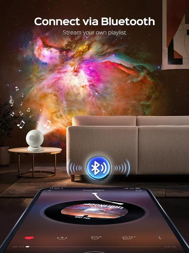 Alt view image 5 of 7 - Galaxy Projector for Bedroom with 29 Soothing Sounds Machine, 16 in 1 HD Disc Star Planetarium Projector Galaxy Light, Remote Timer Bluetooth Speaker, Ceiling Night Light Gifts for Boys