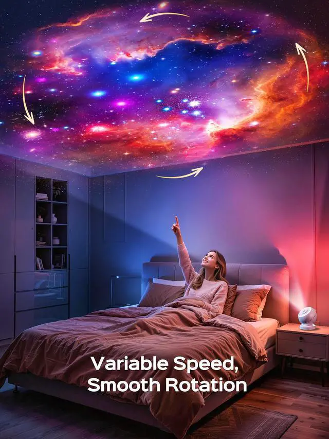 Alt view image 4 of 7 - Galaxy Projector for Bedroom with 29 Soothing Sounds Machine, 16 in 1 HD Disc Star Planetarium Projector Galaxy Light, Remote Timer Bluetooth Speaker, Ceiling Night Light Gifts for Boys