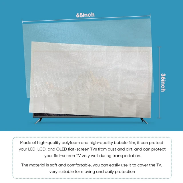 Alt view image 2 of 6 - Foam Flat Screen TV Cover and Bubble TV Protective Cover, Fits Up to 65" TV 65"W X 37"H,Flat Screen TV Protection During House Moving,Home Renovation, or Storing(1×Foam and 1×Bubble)