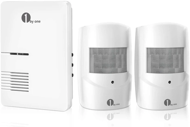 Main image of Driveway Alarm, 36 Melodies, 1 Plug-in Receiver 2 PIR Detectors Home Security Alert System, Weatherproof Design, 1000ft/300m Wireless Transmission Range & 24ft PIR Motion Detection Range