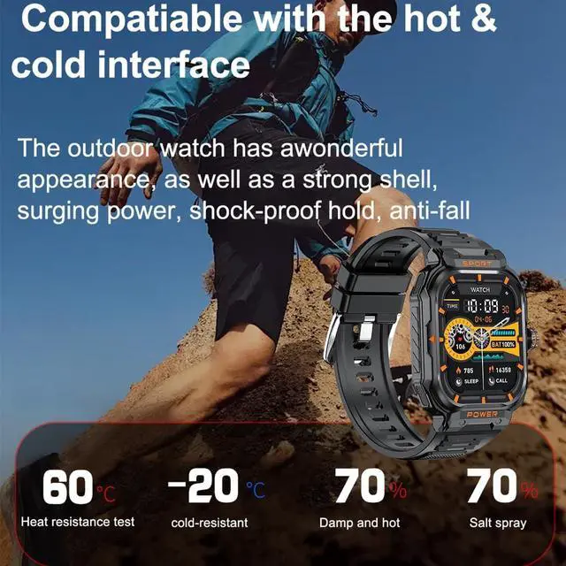 Alt view image 2 of 7 - Military Smart Watch with Earbuds for Men and Women,2'' Tactical Display,Sport Modes,Fitness Tracker,Heart Rate,Answer/Make Call, Sleep Monitor, SmartWatch Built-in Headphone Combo,iOS & Android
