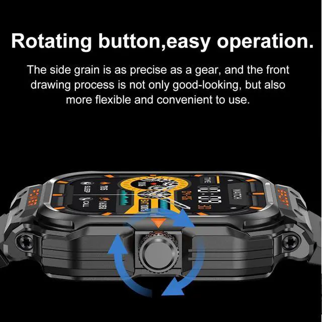 Alt view image 5 of 7 - Military Smart Watch with Earbuds for Men and Women,2'' Tactical Display,Sport Modes,Fitness Tracker,Heart Rate,Answer/Make Call, Sleep Monitor, SmartWatch Built-in Headphone Combo,iOS & Android