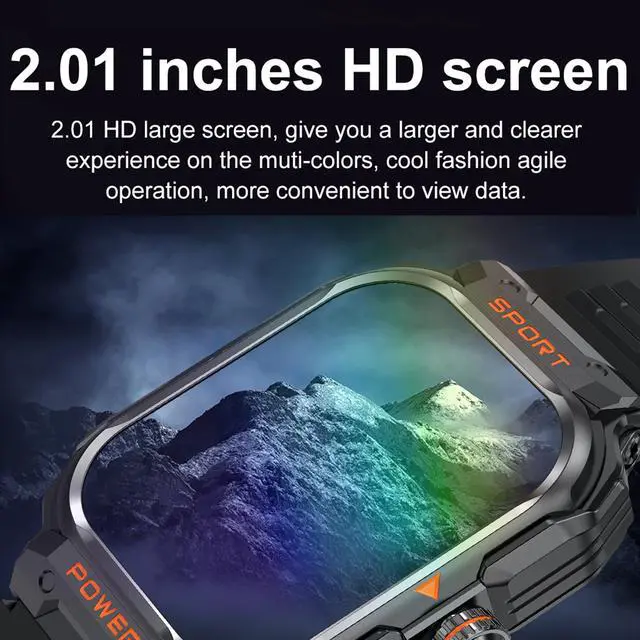 Alt view image 6 of 7 - Military Smart Watch with Earbuds for Men and Women,2'' Tactical Display,Sport Modes,Fitness Tracker,Heart Rate,Answer/Make Call, Sleep Monitor, SmartWatch Built-in Headphone Combo,iOS & Android