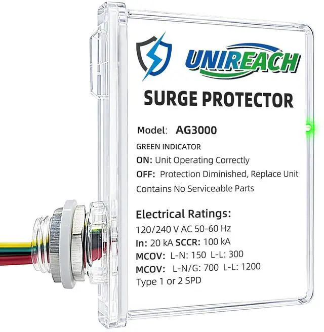 Main image of AG3000 HVAC Surge Protector 120/240V, House Surge Protectors, AC Surge Protector, Whole House Surge Protective Device for Mini Split, TPMOV Technology, Watertight Enclosure (Pack of 1)