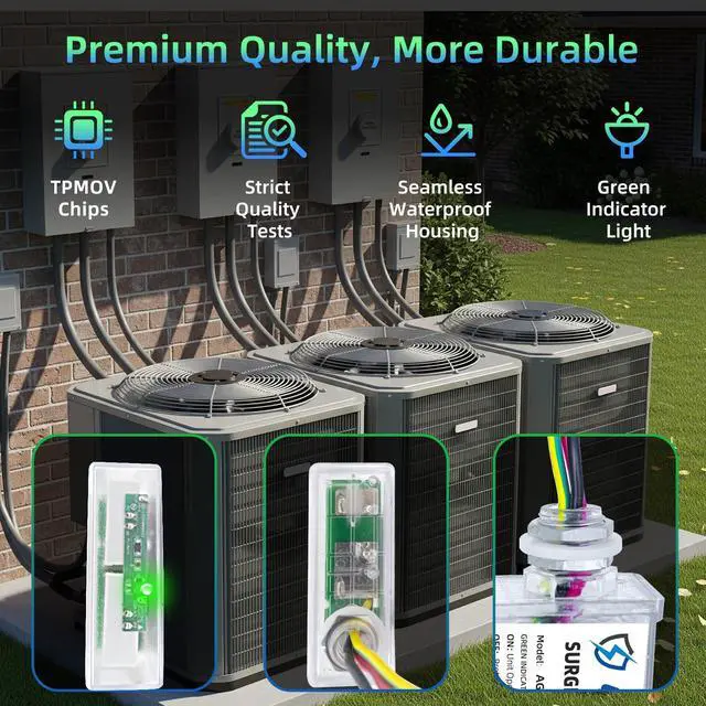Alt view image 2 of 7 - AG3000 HVAC Surge Protector 120/240V, House Surge Protectors, AC Surge Protector, Whole House Surge Protective Device for Mini Split, TPMOV Technology, Watertight Enclosure (Pack of 1)