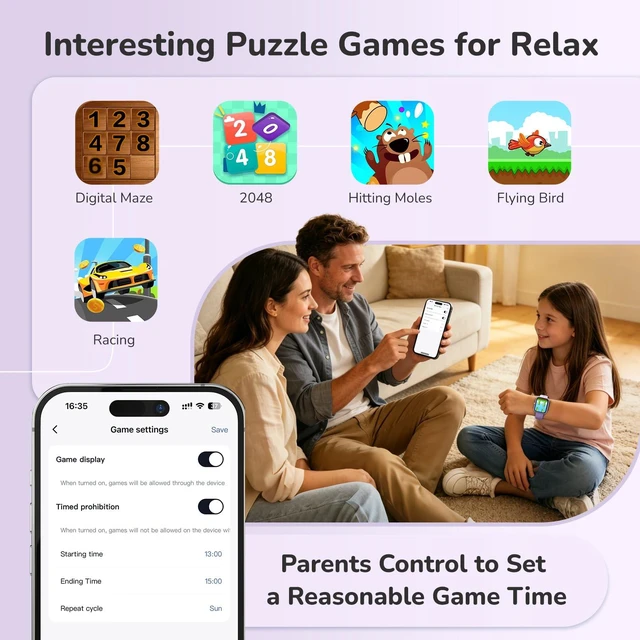 Alt view image 5 of 7 - Kids Smart Watch for Girls, Health Monitor,Puzzle Games, DIY Dials Sleep/Heart Rate/SpO2 Monitor, Activities Track & Pedometer, Alarm Reminders,7 Day Battery, IP68 Waterproof, Gifts for Child