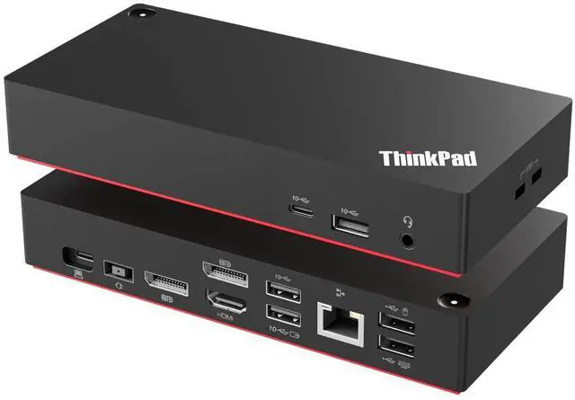 Main image of Thinkpad 40AY0090 Universal Hybrid USB-C with USB-A Docking Station for Lenovo Laptop, 3 External Displays, Comes with HDMI 4K Cable + DP Cable+ Cleaning Cloth