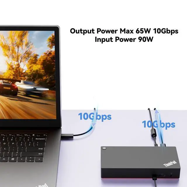 Alt view image 5 of 7 - Thinkpad 40AY0090 Universal Hybrid USB-C with USB-A Docking Station for Lenovo Laptop, 3 External Displays, Comes with HDMI 4K Cable + DP Cable+ Cleaning Cloth