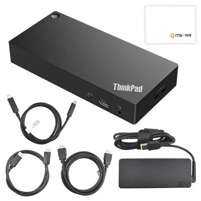 Alt view image 6 of 7 - Thinkpad 40AY0090 Universal Hybrid USB-C with USB-A Docking Station for Lenovo Laptop, 3 External Displays, Comes with HDMI 4K Cable + DP Cable+ Cleaning Cloth