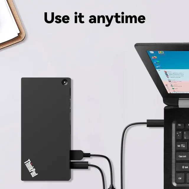 Alt view image 7 of 7 - Thinkpad 40AY0090 Universal Hybrid USB-C with USB-A Docking Station for Lenovo Laptop, 3 External Displays, Comes with HDMI 4K Cable + DP Cable+ Cleaning Cloth
