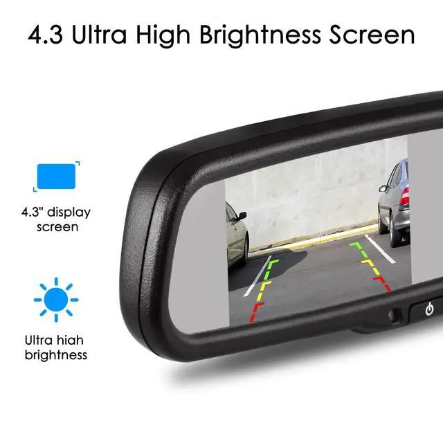 Alt view image 3 of 7 - OEM Rear View Mirror Camera with 4.3 Monitor: Super Night Vision | Easy to Install, Smooth Live View with IP 68 Waterproof Backup Camera for Car, Rearview Mirror for Parking Driving Safety
