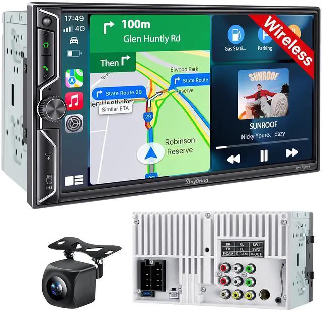 Main image of 7" QLED Double Din Car Stereo Compatible with Wireless Apple CarPlay & Android Auto, Bluetooth 5.3 Car Radio, 240W 4.2-Channel Audio, MirrorLink, SWC, Backup Camera