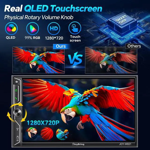 Alt view image 5 of 7 - 7" QLED Double Din Car Stereo Compatible with Wireless Apple CarPlay & Android Auto, Bluetooth 5.3 Car Radio, 240W 4.2-Channel Audio, MirrorLink, SWC, Backup Camera