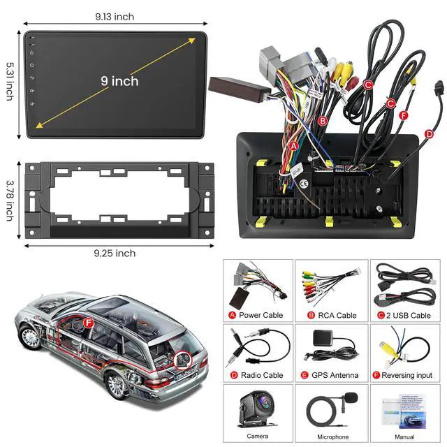 Alt view image 7 of 7 - 4GB RAM + 64GB ROM Android Car Radio for Dodge Ram 1500/2500/3500 2006 2007 2008, for Dodge Durango 2005 2006 2007 2008, 9" Touchscreen with Wireless Carplay & Android Auto & Bluetooth