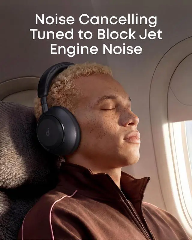Alt view image 2 of 7 - Anker Space 2 Bluetooth 6.1 Over-Ear Headphones, Travel-Ready | Active Noise Cancelling, 50H Playtime, LDAC Hi-Res, Dual Connection, Clear Calls, Nap Mode, Wearing Detection, Fast Charging