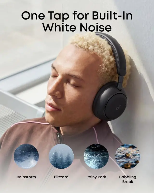 Alt view image 4 of 7 - Anker Space 2 Bluetooth 6.1 Over-Ear Headphones, Travel-Ready | Active Noise Cancelling, 50H Playtime, LDAC Hi-Res, Dual Connection, Clear Calls, Nap Mode, Wearing Detection, Fast Charging