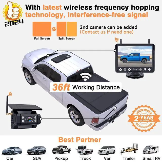 Alt view image 4 of 7 - Wireless Backup Camera Magnetic for Truck: 1 Minute Easy Install HD 1080P | Rear View Camera Solar - Portable Rechargeable 5 Inch Monitor System for Car Truck SUV RV Trailer Camper Y02