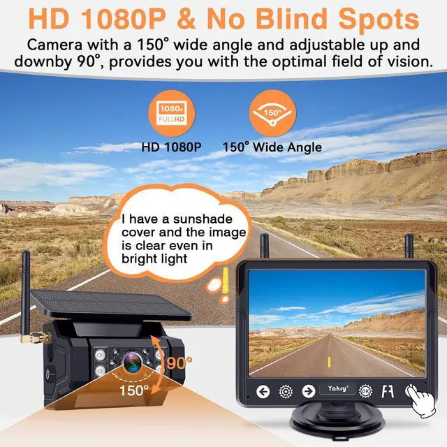 Alt view image 6 of 7 - Wireless Backup Camera Magnetic for Truck: 1 Minute Easy Install HD 1080P | Rear View Camera Solar - Portable Rechargeable 5 Inch Monitor System for Car Truck SUV RV Trailer Camper Y02