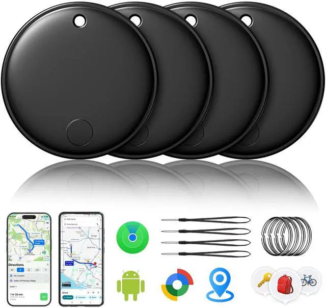 Main image of 2026 Tracker Smart Tags Android & iOS-4 Packs,Dual System Bluetooth Luggag Tracker Keys Finder/Item Locator Work with Apple Find My (iOS)&Google's Find Hub(Android) for Key,Backpack,Luggage Black