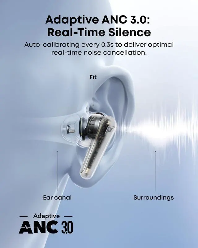 Alt view image 3 of 6 - Liberty 5 by Anker Noise-Cancelling Earbuds with Dolby Audio | Stronger voice reduction, real-time adaptive ANC, fast charging, 6-mic AI clear calls, long battery life