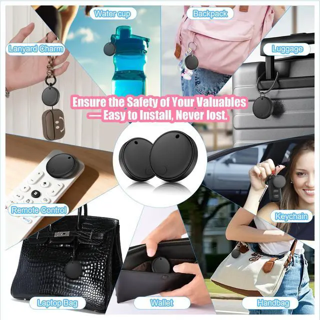 Alt view image 7 of 7 - 2026 Tracker Smart Tags Android & iOS-4 Packs,Dual System Bluetooth Luggag Tracker Keys Finder/Item Locator Work with Apple Find My (iOS)&Google's Find Hub(Android) for Key,Backpack,Luggage Black