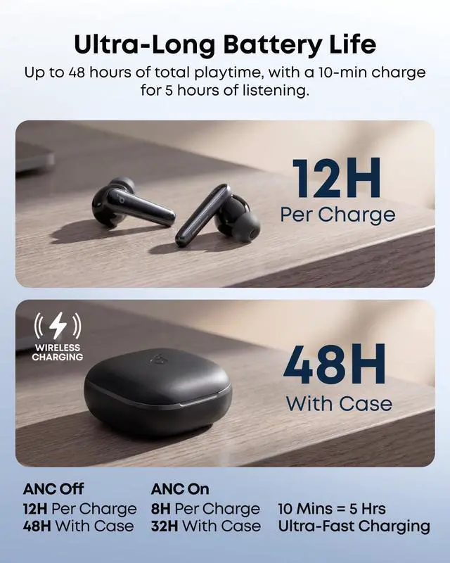 Alt view image 6 of 6 - Liberty 5 by Anker Noise-Cancelling Earbuds with Dolby Audio | Stronger voice reduction, real-time adaptive ANC, fast charging, 6-mic AI clear calls, long battery life