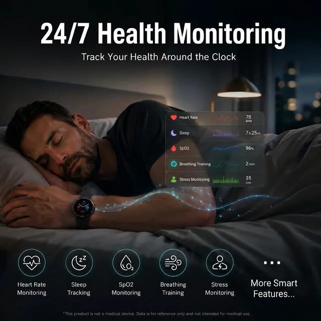 Alt view image 7 of 7 - Rugged Smart Watch for Men, 1.43" AMOLED 5ATM Waterproof, 2 Bands | Bluetooth Calling, Fitness Tracker, 15-Day Battery, 178+ Sports Modes, Heart Rate, Sleep & SpO2 Monitor, For Android & iPhone