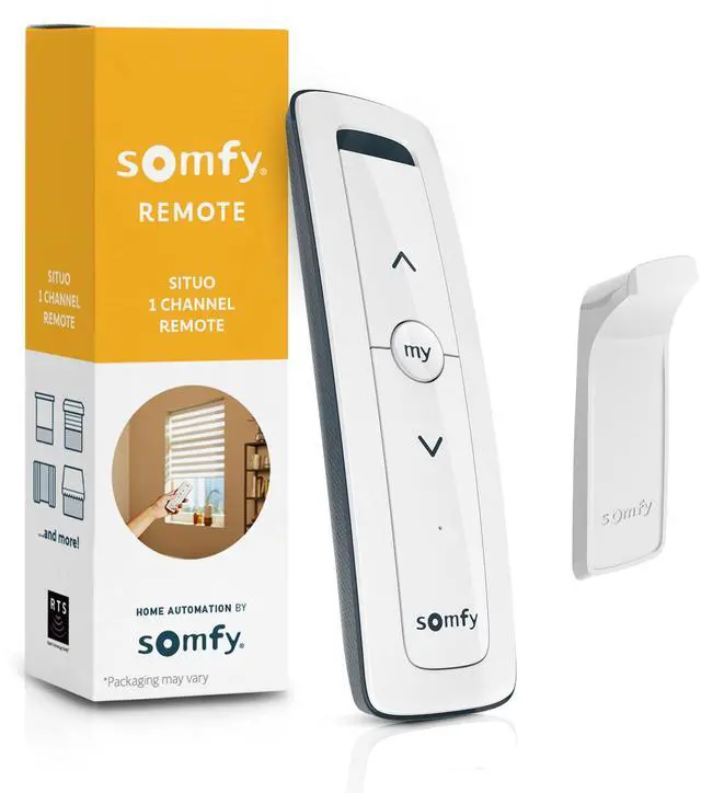 Main image of Remote Situo 1 Pure 74300 RTS Single Channel Remote Control for 1 Motorized Shade or Group RTS Only (Not Zigbee/Wi-Fi/Z-Wave) Includes Wall Holder Elegant White
