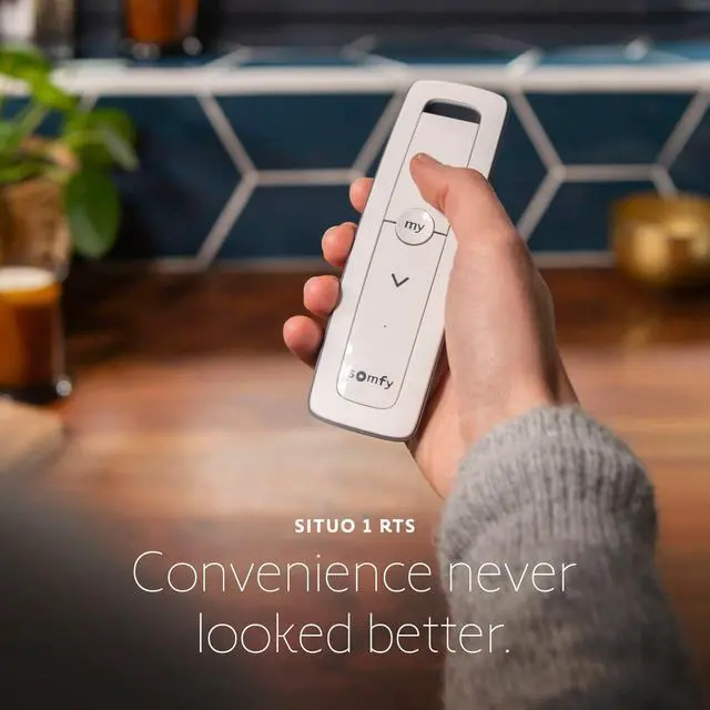 Alt view image 2 of 7 - Remote Situo 1 Pure 74300 RTS Single Channel Remote Control for 1 Motorized Shade or Group RTS Only (Not Zigbee/Wi-Fi/Z-Wave) Includes Wall Holder Elegant White