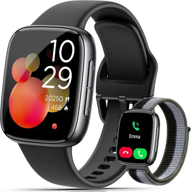 Main image of Smart Watch for Women Men (2 Bands), 1.85" AMOLED Smartwatch for iPhone & Android Phones, Heart Rate/ SpO2/ Sleep Monitor, 3ATM Waterproof, Calls & Messages, 120+ Sports Modes Fitness Tracker