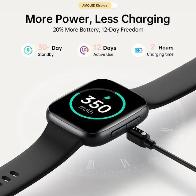 Alt view image 6 of 7 - Smart Watch for Women Men (2 Bands), 1.85" AMOLED Smartwatch for iPhone & Android Phones, Heart Rate/ SpO2/ Sleep Monitor, 3ATM Waterproof, Calls & Messages, 120+ Sports Modes Fitness Tracker