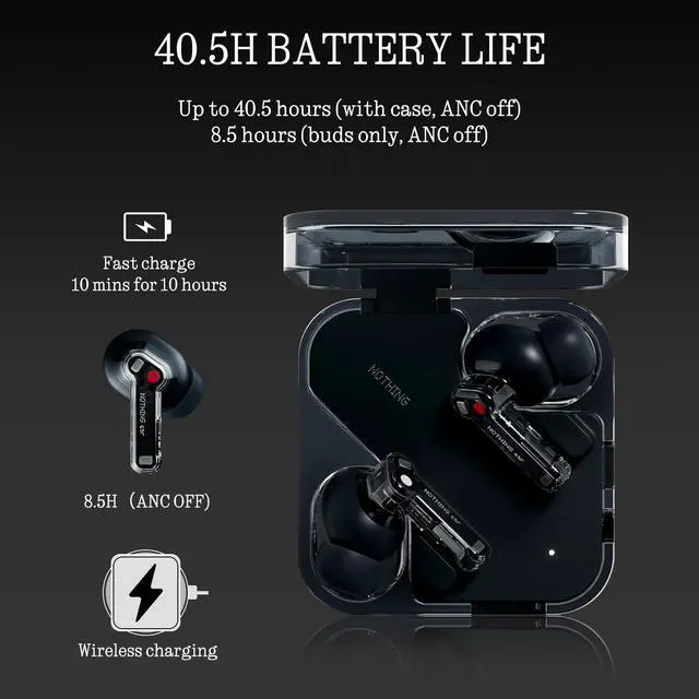Alt view image 4 of 6 - Ear Wireless Earbuds Bluetooth, 45dB Hybrid Smart ANC Earbuds, 11mm Deep Bass Boost, Hi-Res Audio with LDAC & LHDC 5.0, 6 Mics Call, 40.5H Playtime with Fast Charging Case, ChatGPT Supported