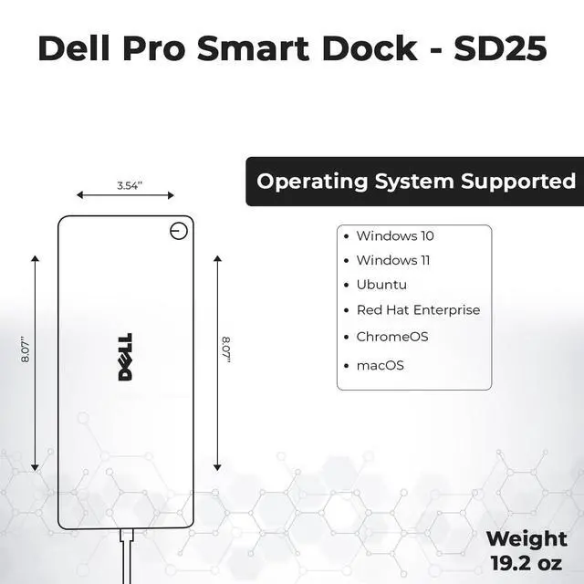 Alt view image 5 of 7 - Dell Pro Smart Dock SD25 Bundle - 10Gbps, Supports Dual/Triple Monitors & 4K Displays with 180W Power Supply, HDMI, DisplayPort, USB C Cable, Cloth - Docking Station