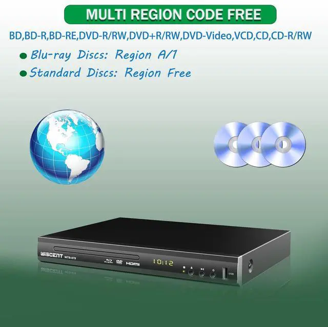 Alt view image 5 of 7 - Blu Ray DVD Player, Full HD 1080p Home Theater Disc System, Region A/1 Blu-Rays,HD Blu-Ray DVD Player for TV with Coaxial Audio/HDMI/AV/Output, USB Input, Built-in PAL NTSC