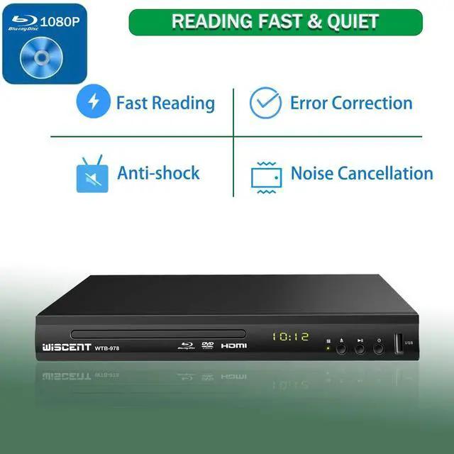 Alt view image 7 of 7 - Blu Ray DVD Player, Full HD 1080p Home Theater Disc System, Region A/1 Blu-Rays,HD Blu-Ray DVD Player for TV with Coaxial Audio/HDMI/AV/Output, USB Input, Built-in PAL NTSC