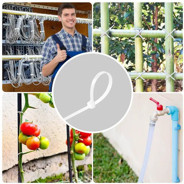 Alt view image 4 of 6 - Clear Cable Zip Ties 12 Inch 500 Pack Plastic White Zip Ties 50lbs | Zipties Heavy Duty Zip Ties for Outdoor and Indoor Multi-Purpose Cable Ties Self-Locking UV Resistant Wire Ties Wraps