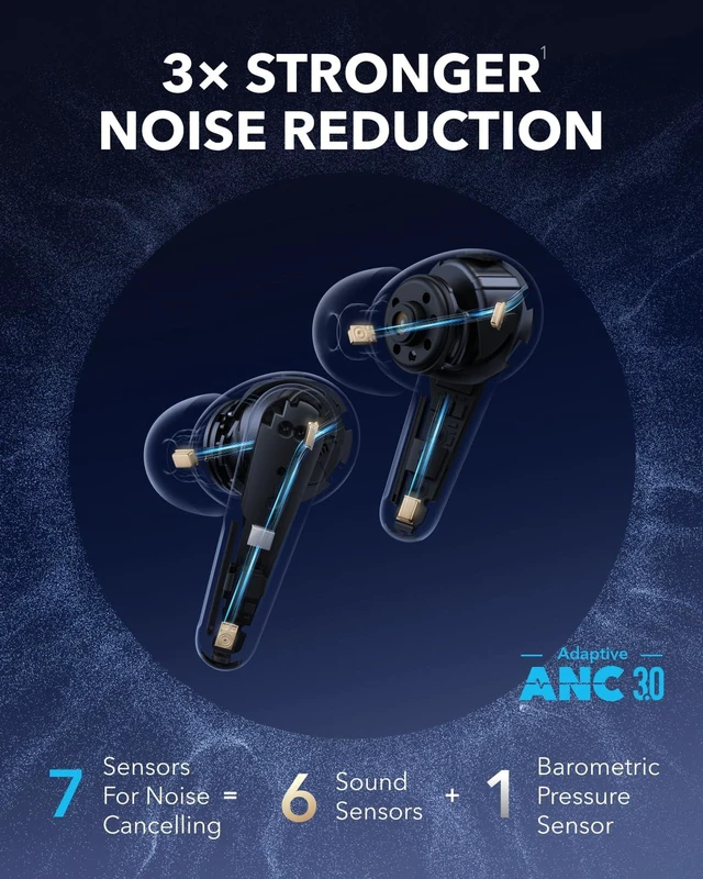 Alt view image 3 of 5 - Liberty 4 Pro by Anker Noise Cancelling Wireless Earbuds 7-Sensor and Real-Time Adaptive Noise Cancelling, 2× Faster Charging, Studio-Level Hi-Fi Music, Clear Calls with 6 Mics