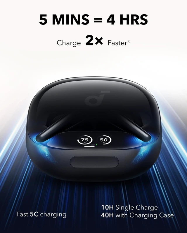 Alt view image 5 of 5 - Liberty 4 Pro by Anker Noise Cancelling Wireless Earbuds 7-Sensor and Real-Time Adaptive Noise Cancelling, 2× Faster Charging, Studio-Level Hi-Fi Music, Clear Calls with 6 Mics