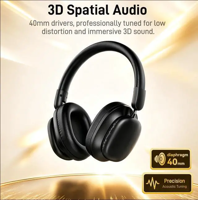 Alt view image 2 of 7 - Bluetooth Headphones Over Ear, 75H Playtime Wireless Headphones with Microphone, Foldable Lightweight Headset with 3 EQ Modes, 3D Stereo Sound Low Latency for Travel Work Cellphone