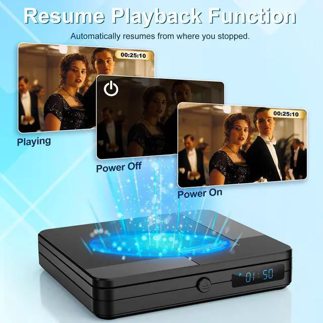 Alt view image 6 of 7 - Mini DVD Player with Remote Control - All Region Free 1080P HD Small Compact CD DVD Player for Smart TV & Projector, Features HDMI Output, Headphone Jack, USB 2.0 Input, PAL/NTSC Support