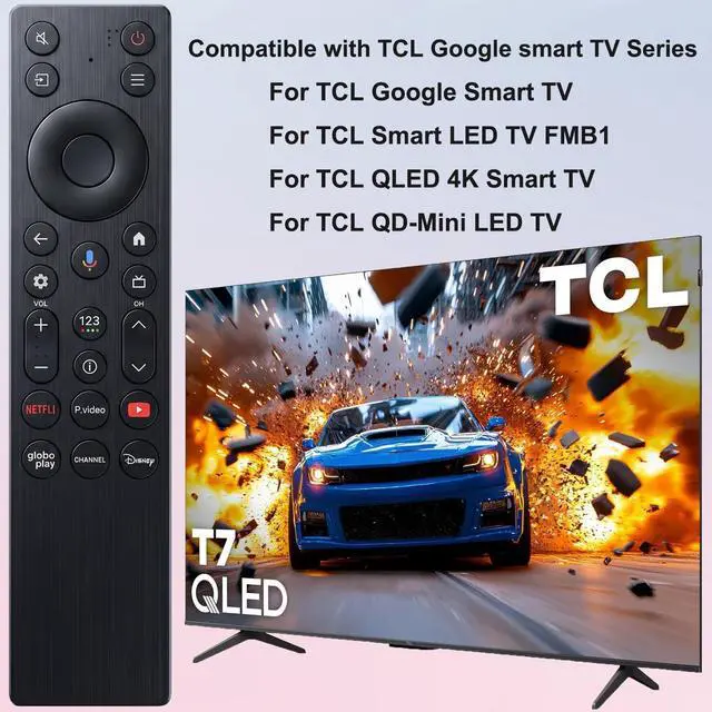 Alt view image 5 of 7 - New Voice Remote Control for TCL TV Remote,for TCL Google TV Remote | Compatible with TCL QM5K/QM6k/QM7K LED QLED HDR QD-Mini 4K Google Smart TVs