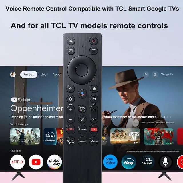 Alt view image 6 of 7 - New Voice Remote Control for TCL TV Remote,for TCL Google TV Remote | Compatible with TCL QM5K/QM6k/QM7K LED QLED HDR QD-Mini 4K Google Smart TVs
